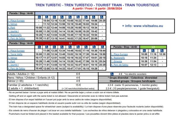 Horaris i preus 2024 del trenet turístic Salou